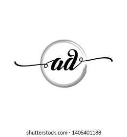 Initial letter AD beautiful handwriting logo vector template