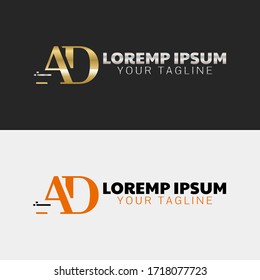 Initial Letter ad capital logo icon design template elements. Modern line logo with gold silver luxury style. Can be used for business, company group, consulting, finance. Vector Illustration.