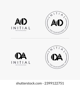 Initial letter AD DA logo design Simple isolated on white Background. Usable for Business and Branding Logos.