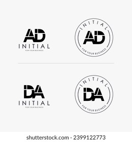 Initial letter AD DA logo design Simple isolated on white Background. Usable for Business and Branding Logos.