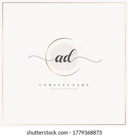 Initial Letter AD handwriting logo hand drawn template vector, logo for beauty, cosmetics, wedding, fashion and business, and other