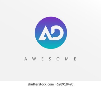 Initial Letter AD Linked Circle