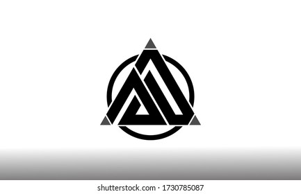 Initial Letter AD Linked Triangle Design Logo, with three triangle icon symbol a mountain. for any business, accounting financial, fitness and consulting