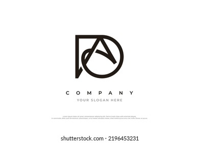 Initial Letter AD Logo or DA Logo Design Vector