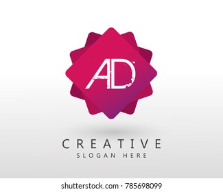 Initial letter AD Logo Design Template With Frame.