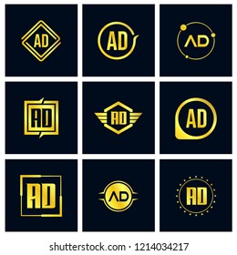 Initial Letter AD Logo Set Design