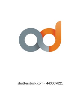 initial letter ad modern linked circle round lowercase logo orange gray