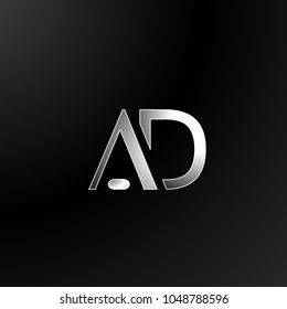 Initial letter AD modern style logo silver