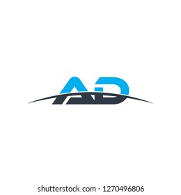 Initial letter AD overlapping movement swoosh horizon logo vector for logo company isolated in black background