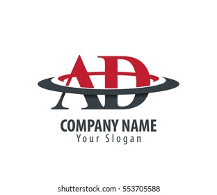 Initial Letter AD With Overlapping Swoosh Circle
