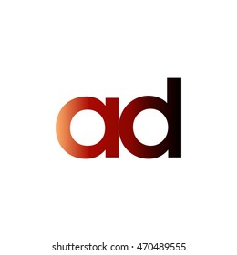Initial letter AD red brown gradation color logo
