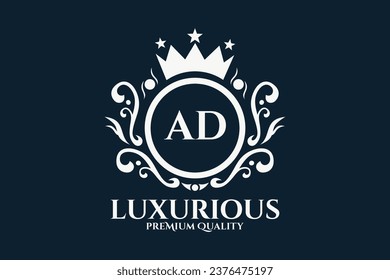 Initial  Letter AD Royal Luxury Logo template in vector art for luxurious branding  vector illustration.
