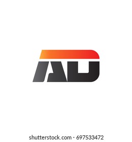 Initial letter AD, straight linked line bold logo, gradient fire red black colors