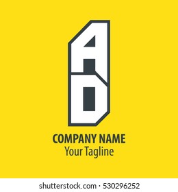Initial Letter AD Vertical Logo Black