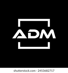 Initial letter ADM logo design. ADM logo design inside square.