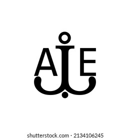 Initial letter AE anchor simple logo.