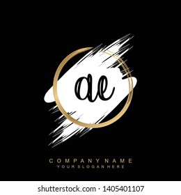 Initial letter AE beautiful handwriting logo vector template