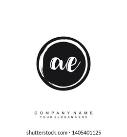 Initial letter AE beautiful handwriting logo vector template