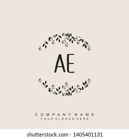 Initial letter AE beautiful handwriting logo vector template