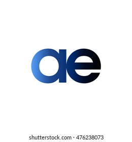 Initial letter AE blue black gradation color logo