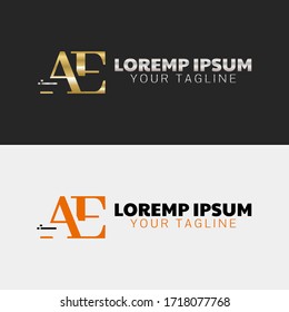 Initial Letter ae capital logo icon design template elements. Modern line logo with gold silver luxury style. Can be used for business, company group, consulting, finance. Vector Illustration.