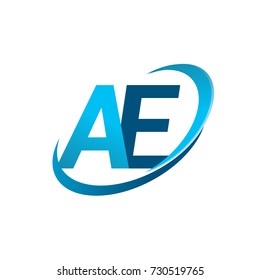initial letter AE logotype company name colored blue swoosh design concept. vector logo for business and company identity.