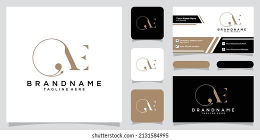 Initial letter AE luxury Logo design with business card design svg