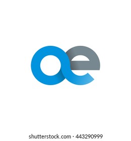 initial letter ae modern linked circle round lowercase logo blue gray