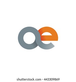 initial letter ae modern linked circle round lowercase logo orange gray
