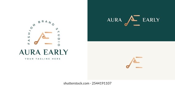 Letra inicial AE Monogram Luxury Logo Inspiración. Elegante Vector inicial del logotipo de la letra AE. Símbolo de logotipo inicial de carácter AE. Ilustración del logotipo del Vector del alfabeto