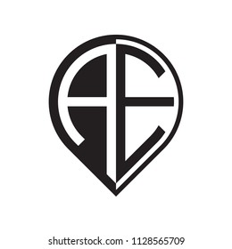 initial letter ae pin logo black