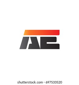 Initial letter AE, straight linked line bold logo, gradient fire red black colors