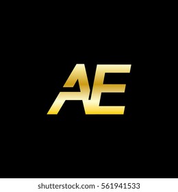 initial letter ae uppercase related logotype gold on black background