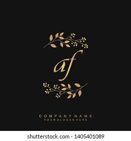 Initial letter AF beautiful handwriting logo vector template