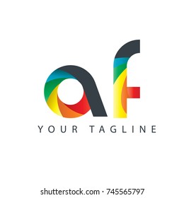 Initial Letter AF Curve Rounded Design Logo
