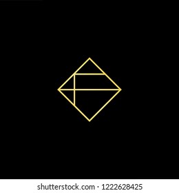 Initial letter AF FA minimalist art logo, gold color on black background.