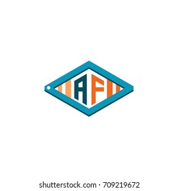 initial letter AF hexagonal
