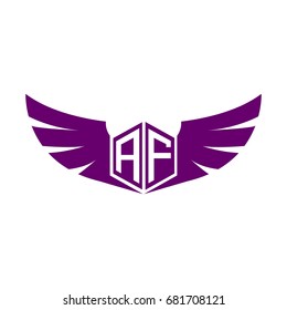 Initial Letter AF Hexagonal Shape Logo with Wings Icon