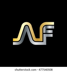 Initial Letter AF Linked Logo Gold Silver