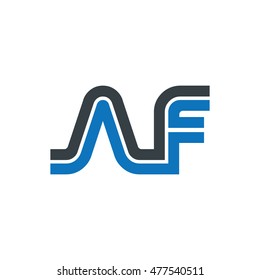 Initial Letter AF Linked Logo Black Blue