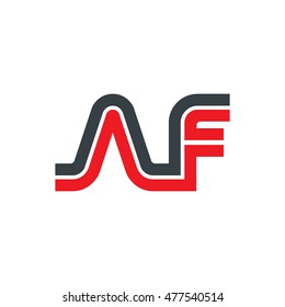 Initial Letter AF Linked Logo Black Red