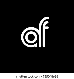 Initial letter af, linked outline rounded lowercase, white color