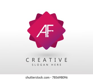 Initial letter AF Logo Design Template With Frame.