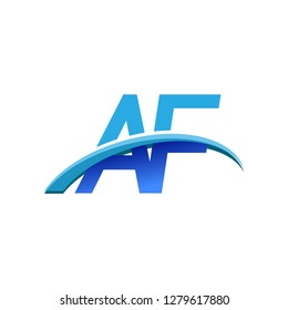 initial letter AF logotype company name colored blue and swoosh design. vector logo for business and company identity.
