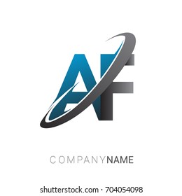 initial letter AF logotype company name colored blue and grey swoosh design. logo design for business and company identity.