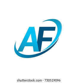 initial letter AF logotype company name colored blue swoosh design concept. vector logo for business and company identity.