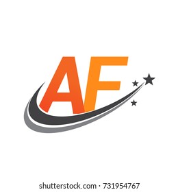 initial letter AF logotype company name colored orange and grey swoosh star design. vector logo for business and company identity.