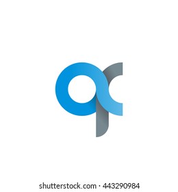 initial letter af modern linked circle round lowercase logo blue gray