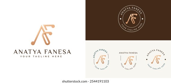 Letra Inicial AF Monograma Elegante Logo Inspiration. Letra inicial elegante AF Logo Vetor. Símbolo de logotipo inicial de caractere AF. Ilustração de logotipo de vetor de alfabeto