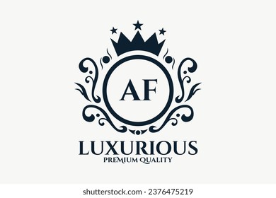 Initial  Letter AF Royal Luxury Logo template in vector art for luxurious branding  vector illustration.
